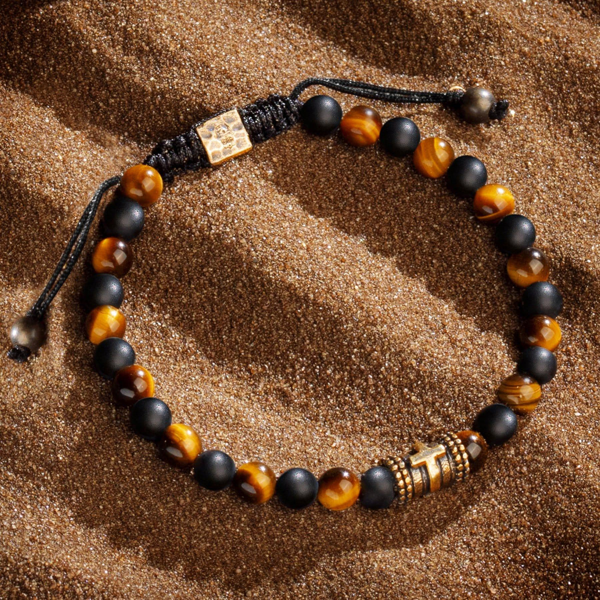 Karma and Luck  Bracelet  -  Free Yourself - Tiger's Eye Onyx Cross Bracelet