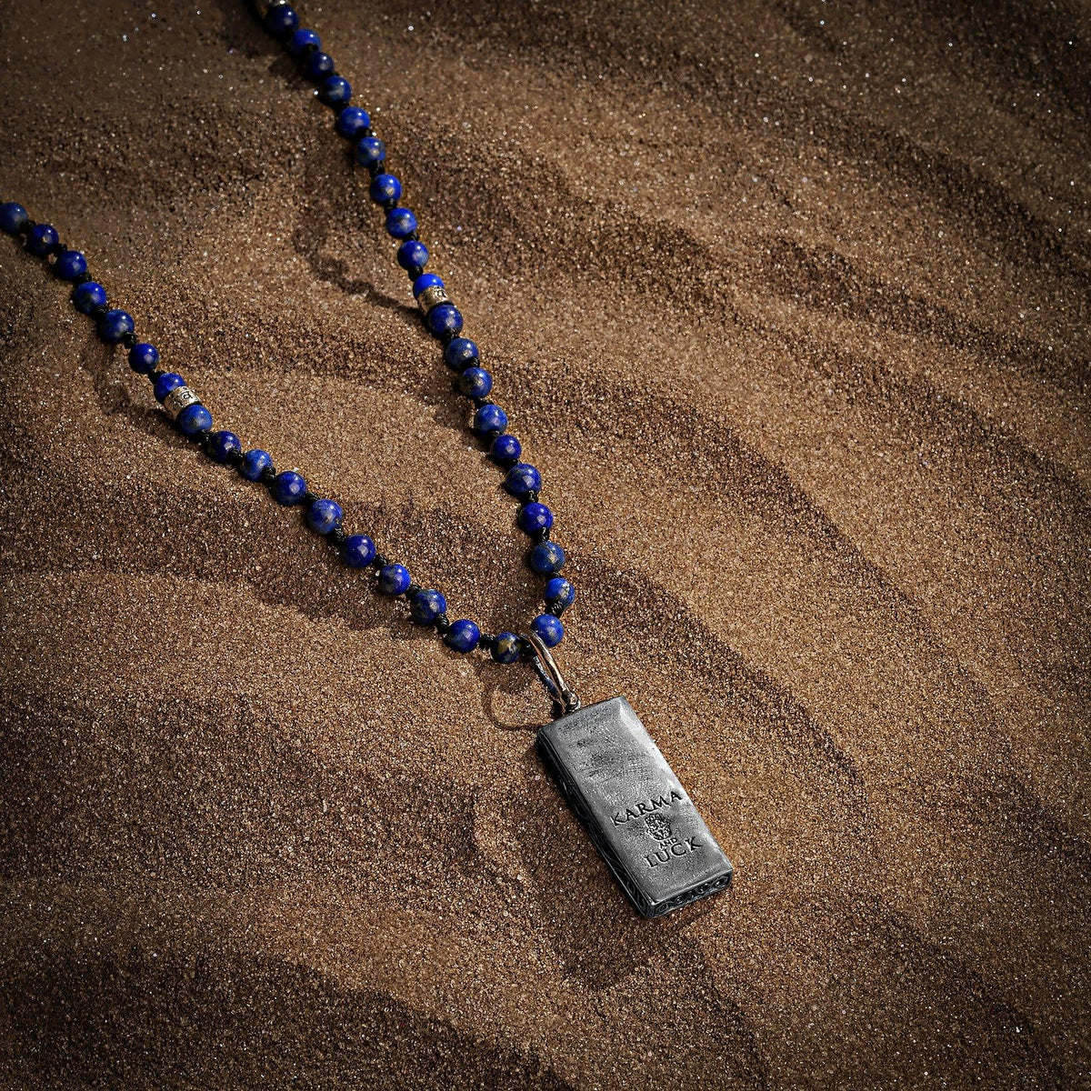 Karma and Luck  Necklace  -  Spiritual Energy - Lapis Lazuli Hamsa Pendant Necklace