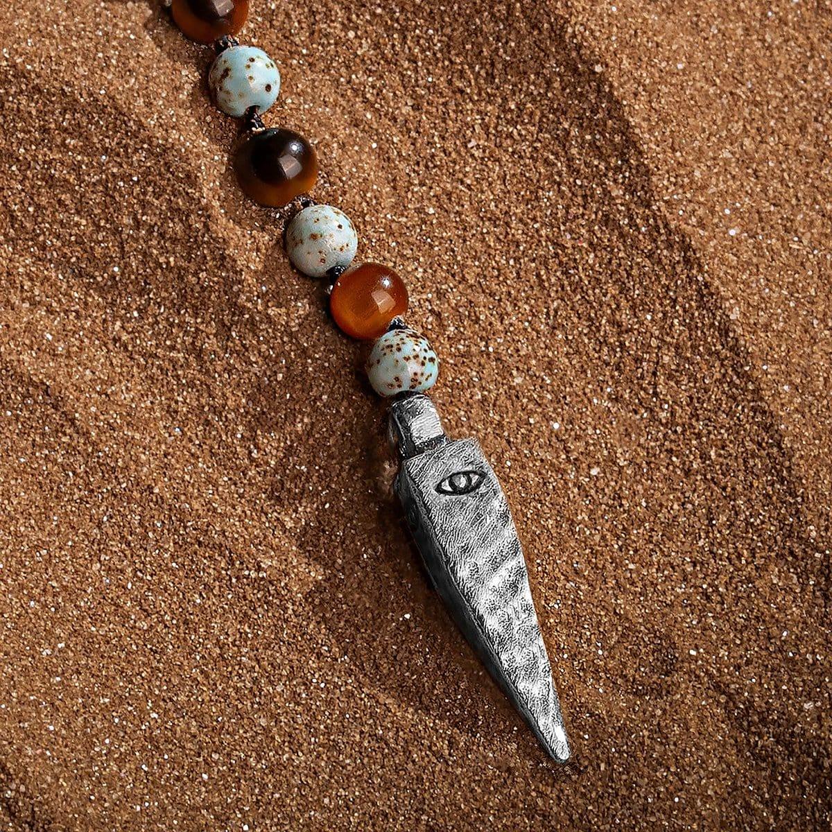 Karma and Luck  Necklace  -  Sublime Tranquility - 4 Symbol Tiger's Eye Turquoise Necklace