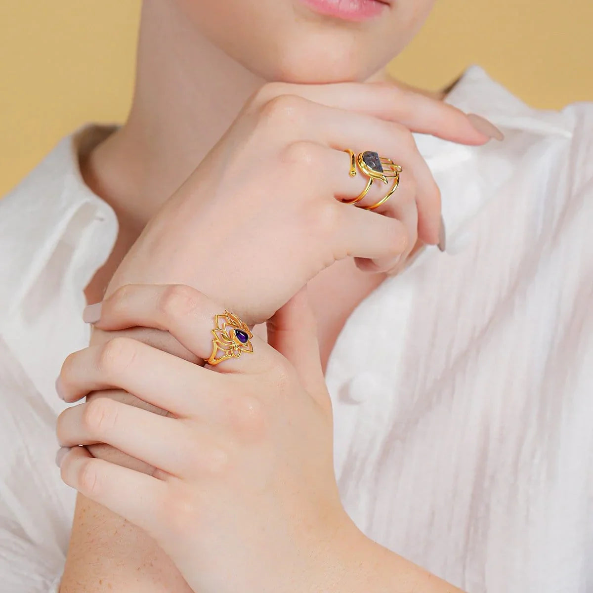 Karma and Luck  Ring  -  Blessed Balance - Amethyst Lotus Ring
