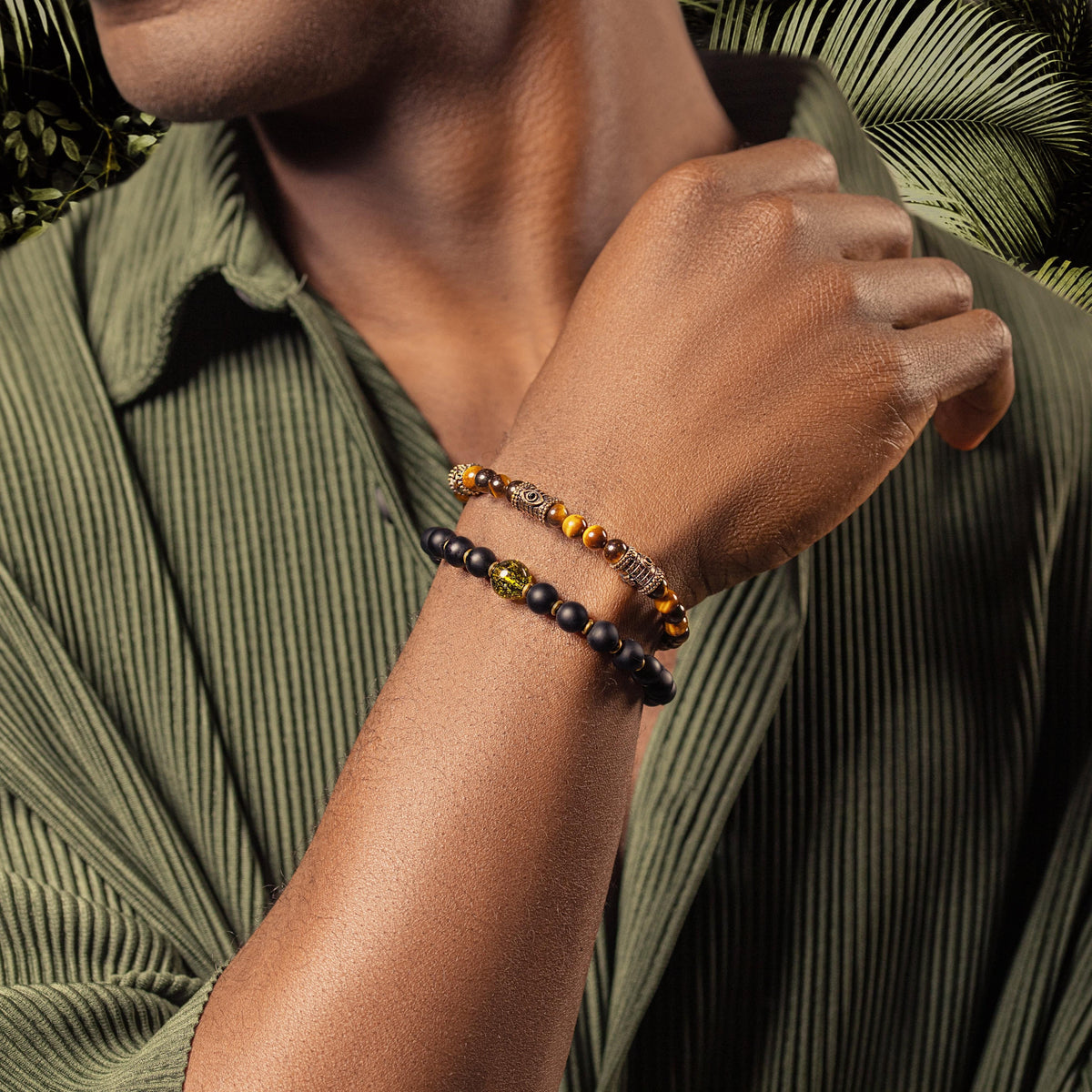 Karma and Luck  Bracelets - Mens  -  Healing Courage - Tiger's Eye Triple Protection Bracelet