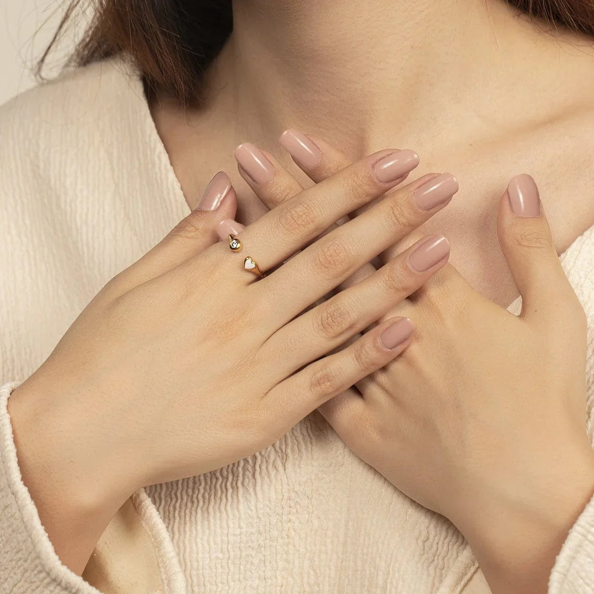 Karma and Luck  Ring  -  Pure Love - Heart Petite Gold Ring