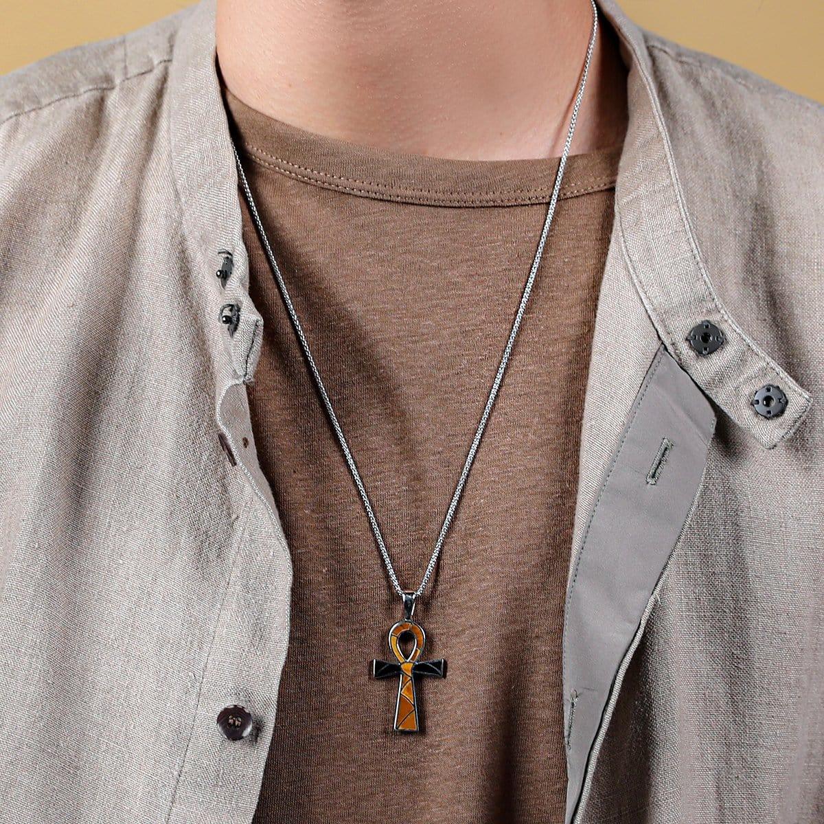 Karma and Luck  Necklace  -  Spiritual Life - Tiger's Eye Onyx Ankh Necklace
