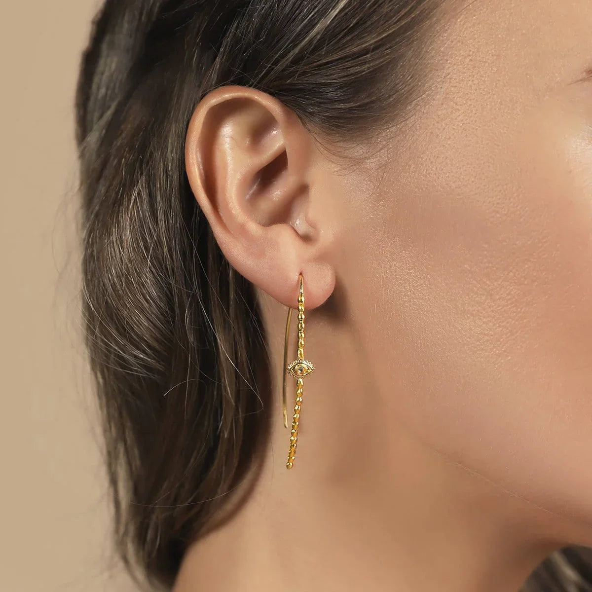 Karma and Luck  Earrings  -  Divine Protection - Evil Eye Hoop Earrings