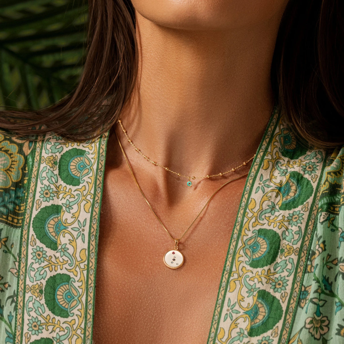 Karma and Luck  Necklaces - Womens  -  Glowing Perspective - Turquoise Enamel Evil Eye Necklace