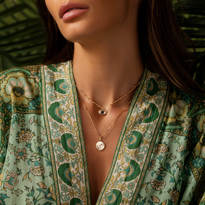 Karma and Luck  Necklaces - Womens  -  Cheerful Outlook - Enamel Evil Eye Pendant Necklace