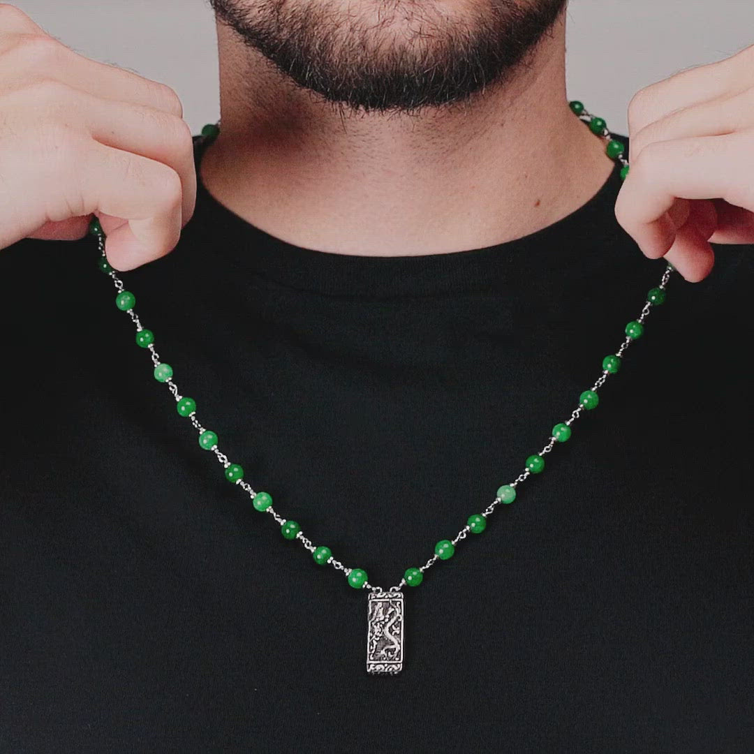 green jade - Jade Stone Dragon Charm Necklace - karma and luck - Mystical Power - buy now