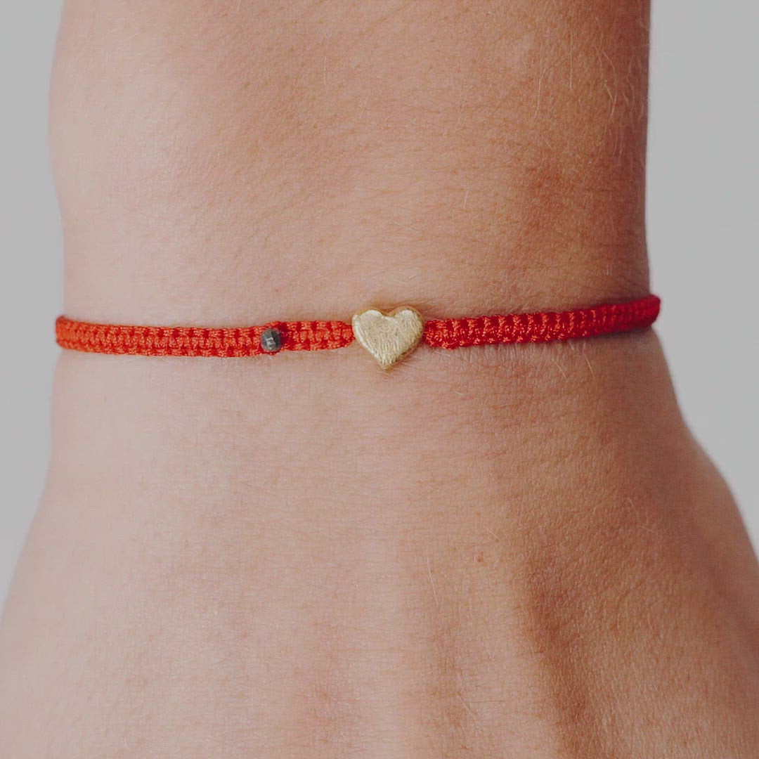 Love Heart Bracelet - Karma and Luck - Enchanting Love - Red String Gold Heart Charm Bracelet - Buy Now with Fast Shipping