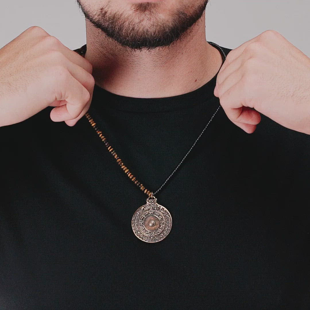 Self-Esteem Booster - Tiger's Eye Onyx Zodiac Necklace - neclace for men - karma and luck -  buy now