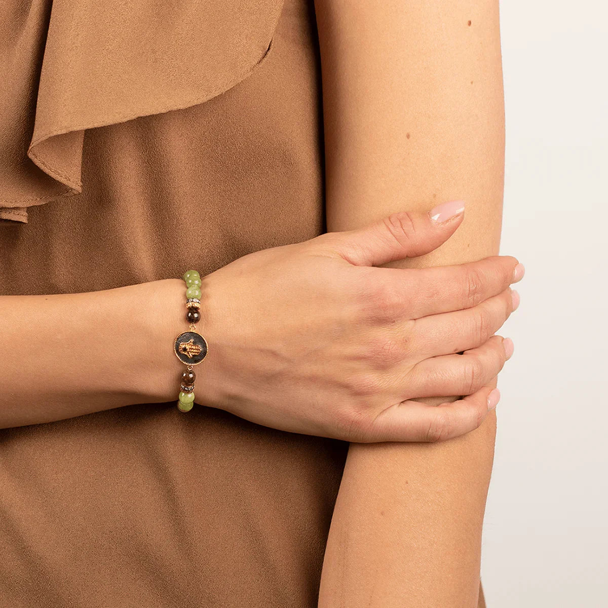 Karma and Luck  Bracelet  -  Transportive Energy Jade Stone Hamsa Bracelet