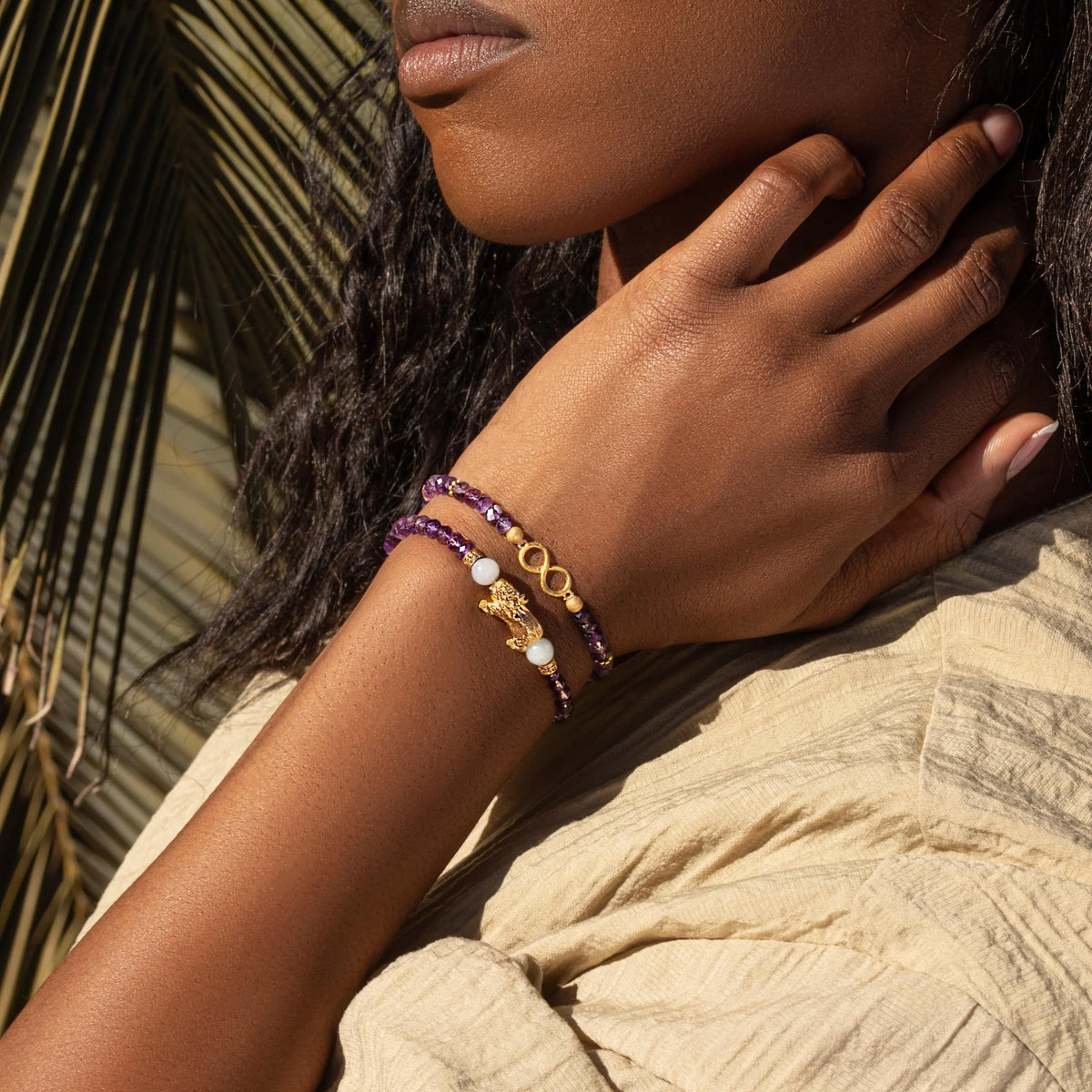 Karma and Luck  Bracelets - Womens  -  Eternal Bliss - Amethyst Infinity Charm Bracelet
