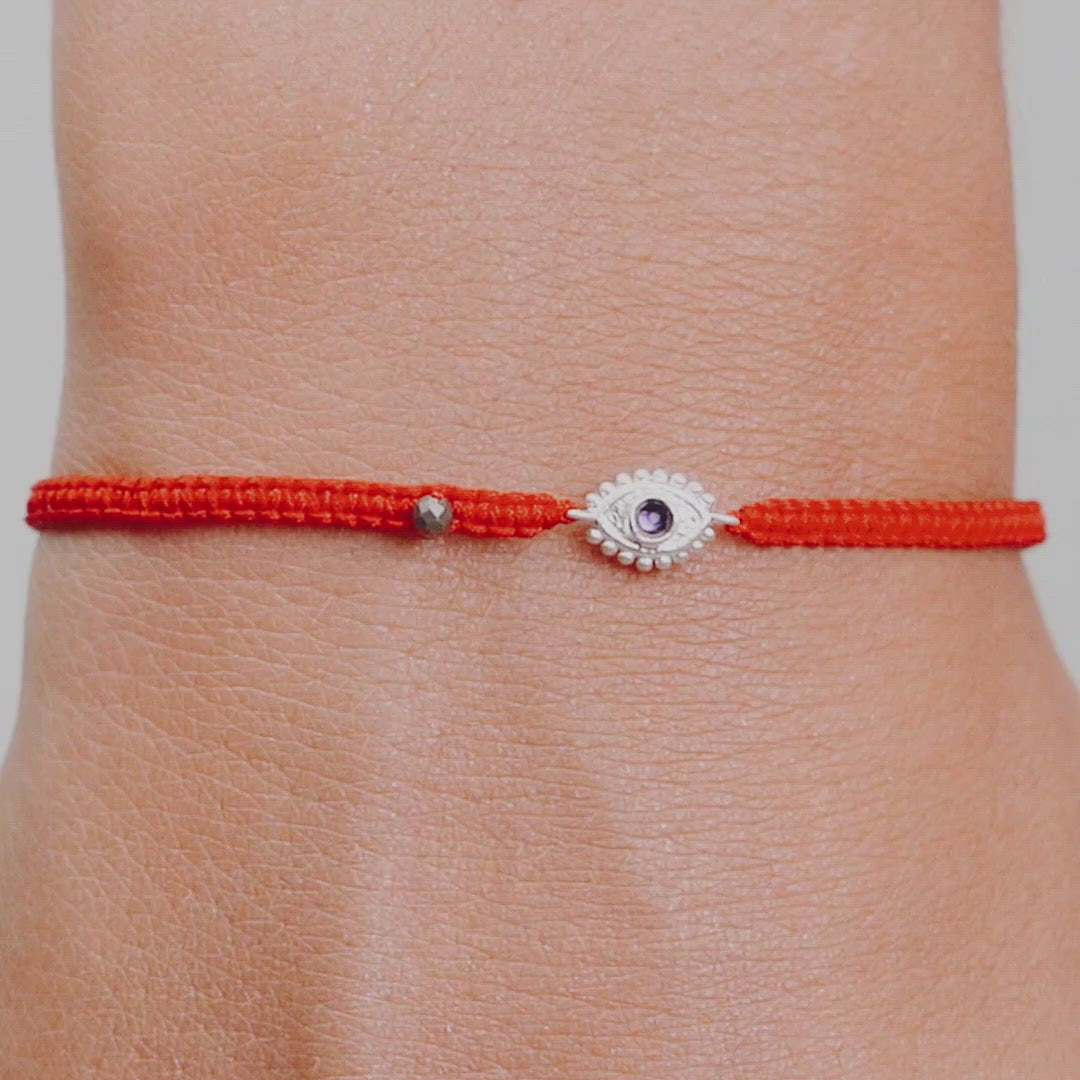 Beat Anxiety - Red String Amethyst Evil Eye Charm Bracelet