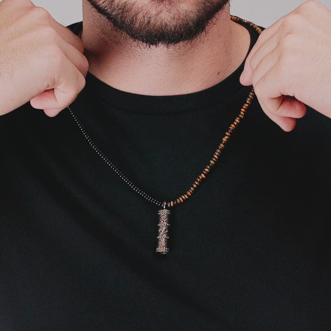 Tiger Eye Necklace - turkish evil eye necklace - karma and luck - Courageous Beginnings Onyx 
