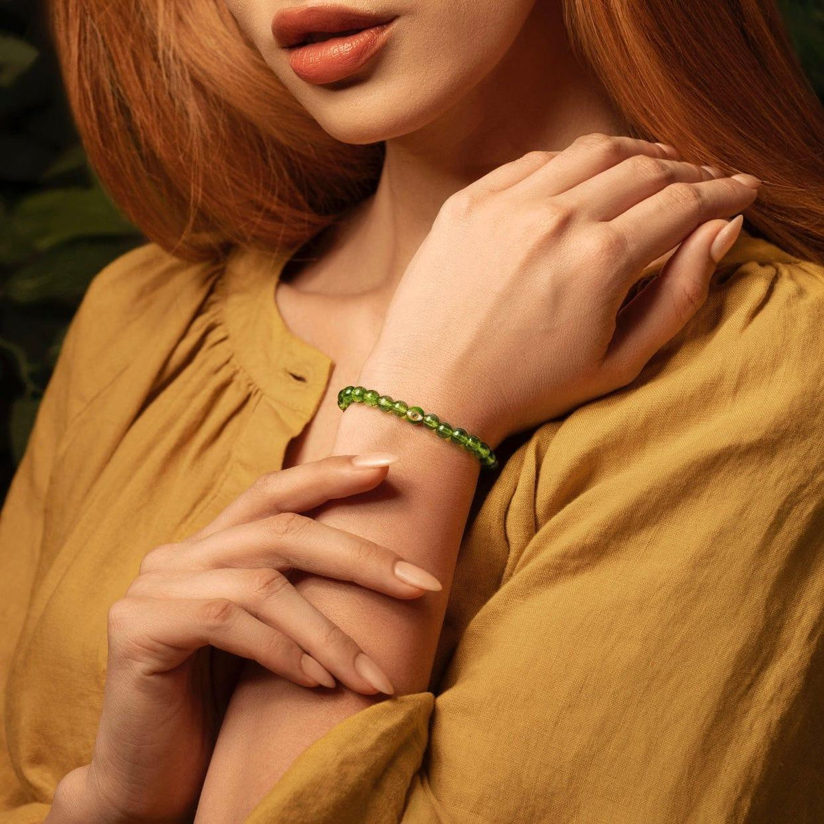 Karma and Luck  Bracelets - Womens  -  Spiritual Radiance - Peridot August Birthstone Evil Eye Bracelet
