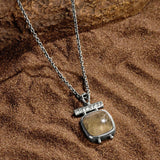 Abundant Shine - Citrine Cush Cab Mantra Pendant Necklace
