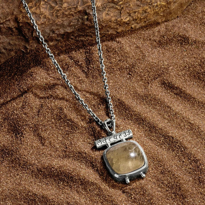 Abundant Shine - Citrine Cush Cab Mantra Pendant Necklace