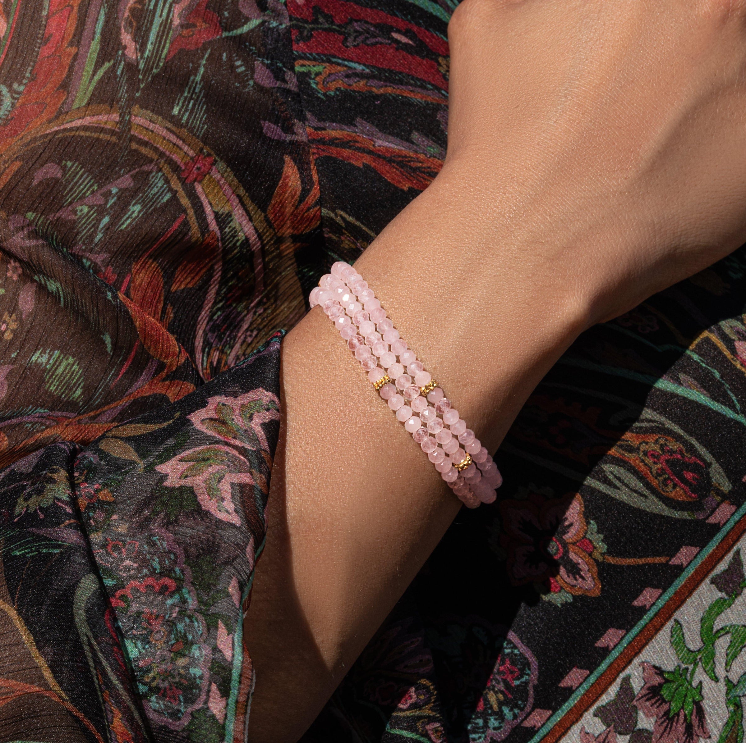 Karma and Luck  Bracelets - Womens  -  Embrace of Love Rose Quartz Heart Charm Wrap