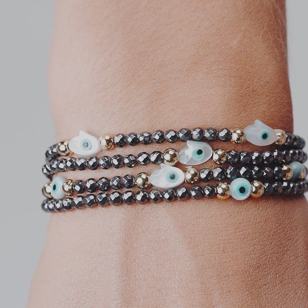 Karma and Luck - Energy Amplifier Hamsa Hand Charm Bracelet -gold evil eye -  | Buy Online