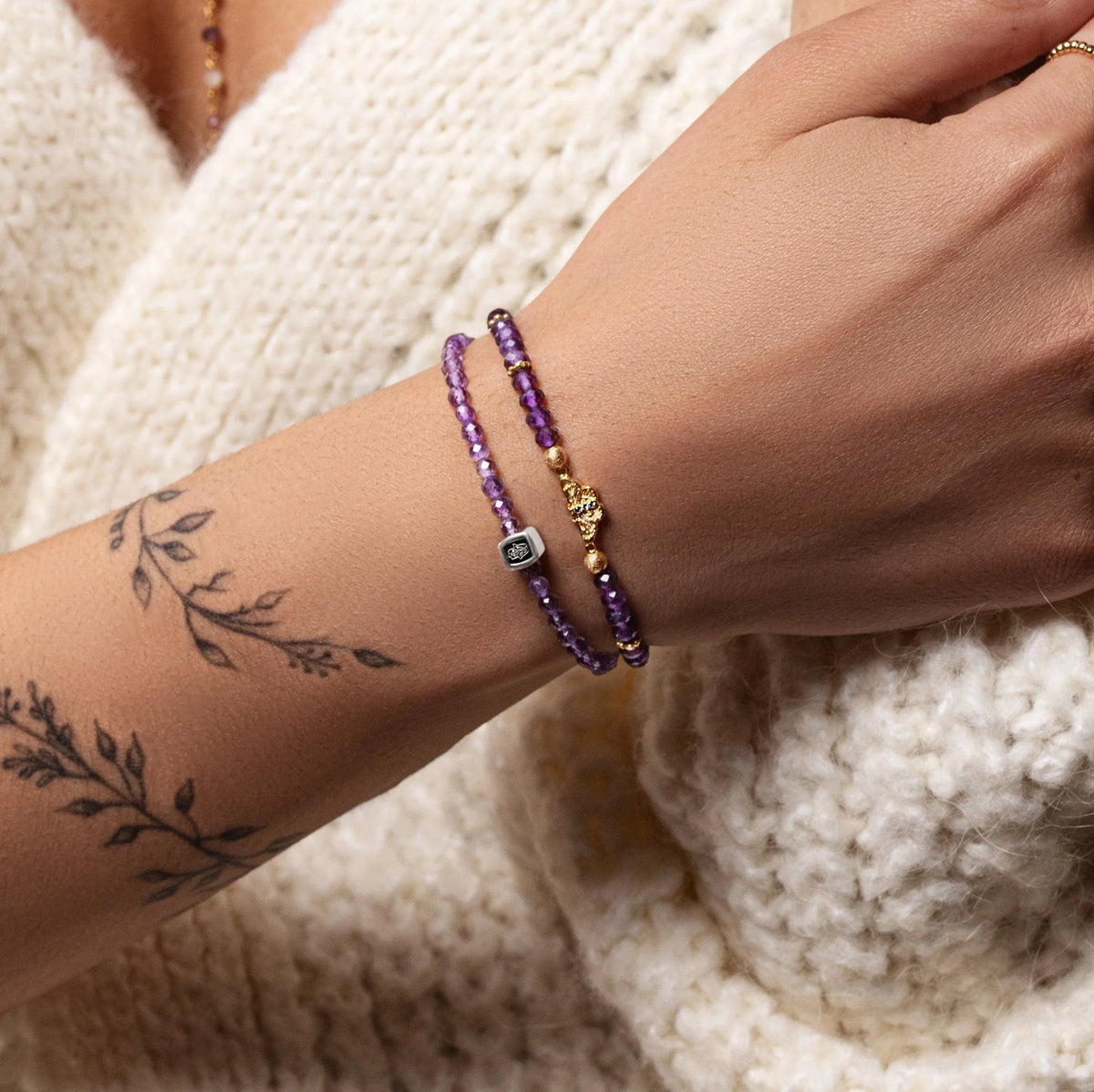 Karma and Luck  Bracelet  -  Spiritual Transformation - Amethyst Butterfly Charm Bracelet