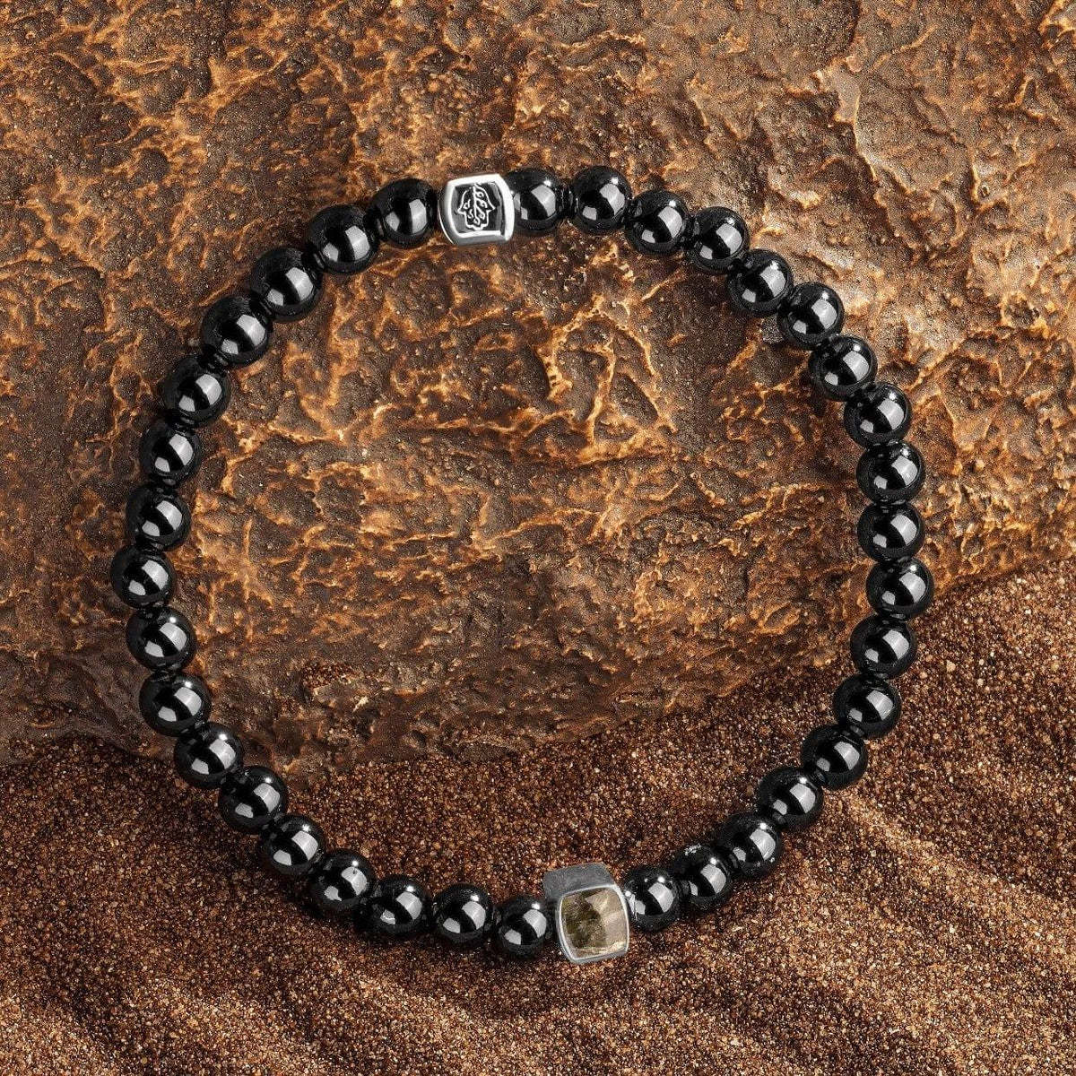 Karma and Luck  Bracelets - Mens  -  Life Force – October Birthstone Green Tourmaline Onyx Bracelet