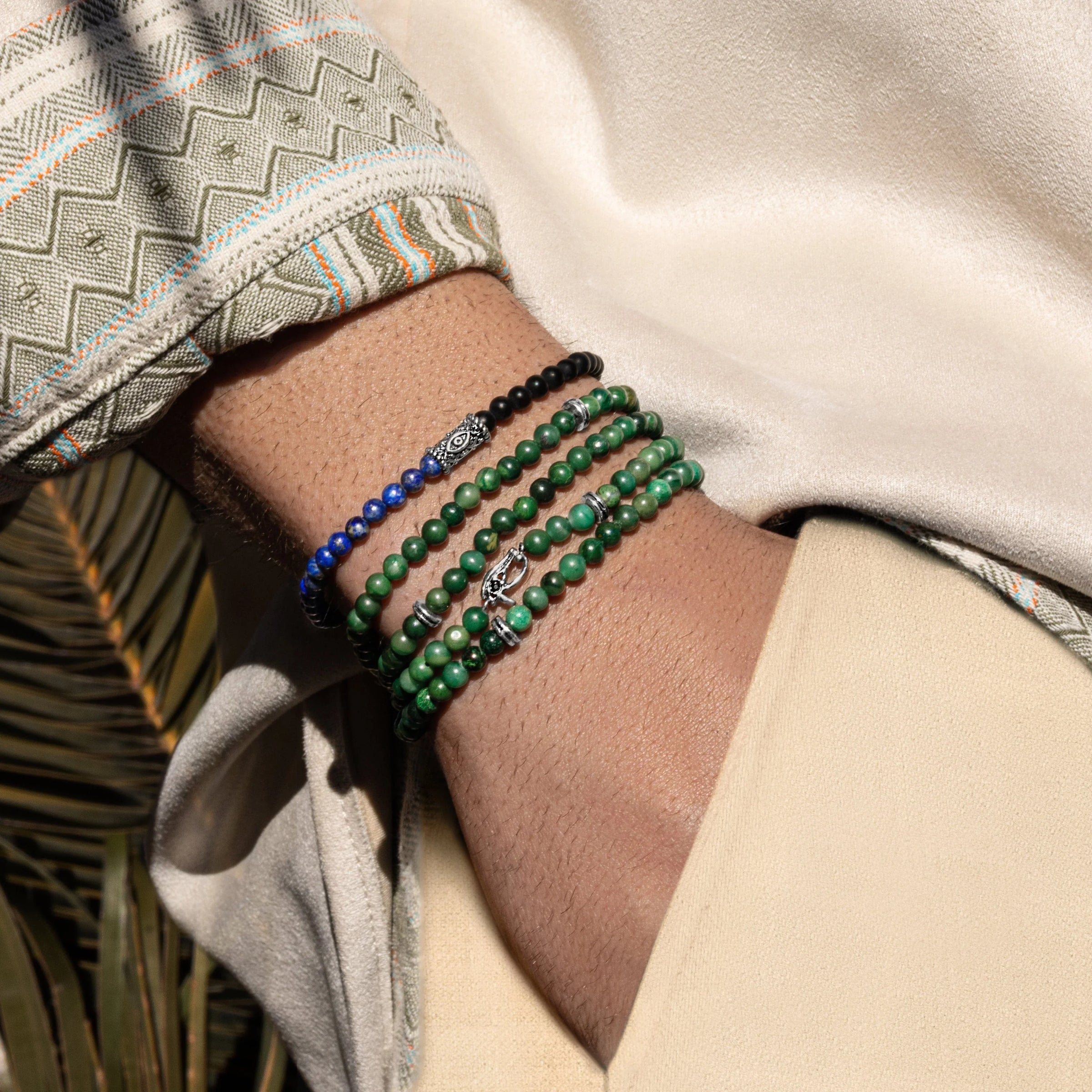 Karma and Luck  Bracelets - Mens  -  Path To Healing - Jade Wrap Bracelet