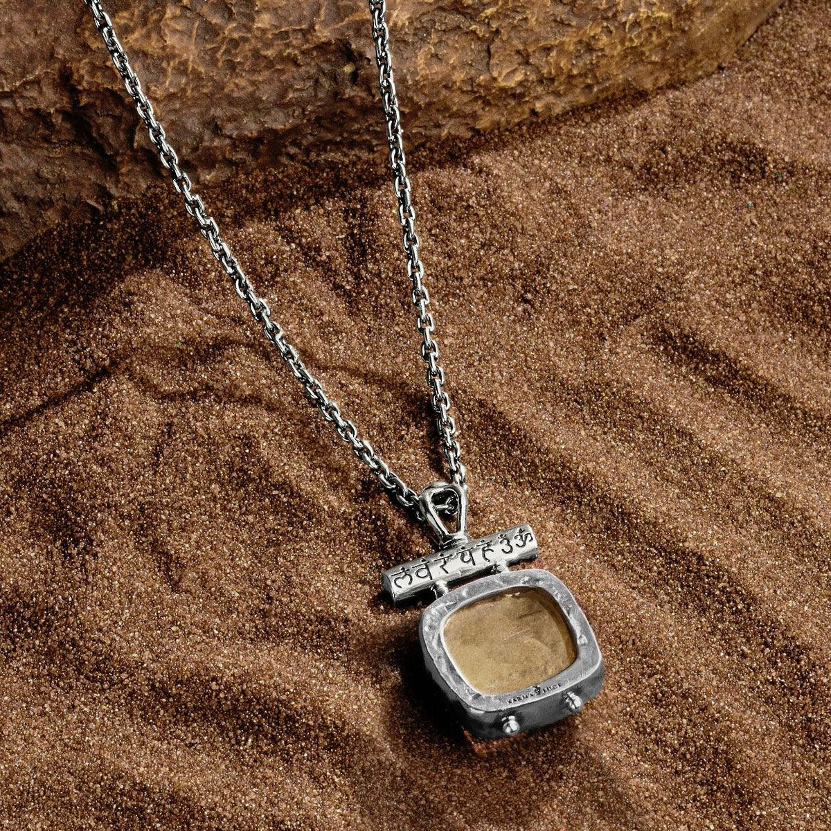 Abundant Shine - Citrine Cush Cab Mantra Pendant Necklace