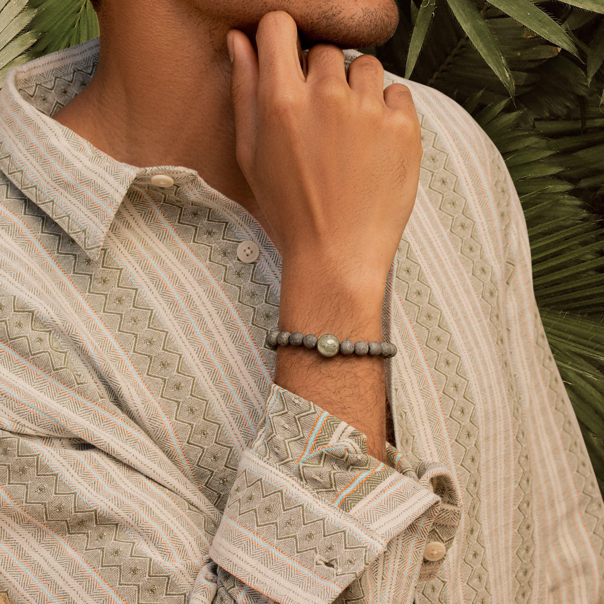 Karma and Luck  Bracelets - Mens  -  Energizing Pyrite Jade Macrame Bracelet