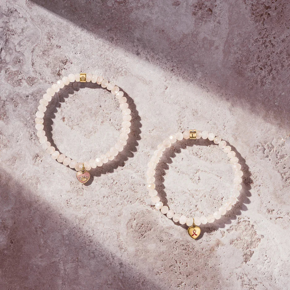 Karma and Luck  Bracelets - Womens  -  Divine Tenderness - Rose Quartz Heart Charm Bracelet