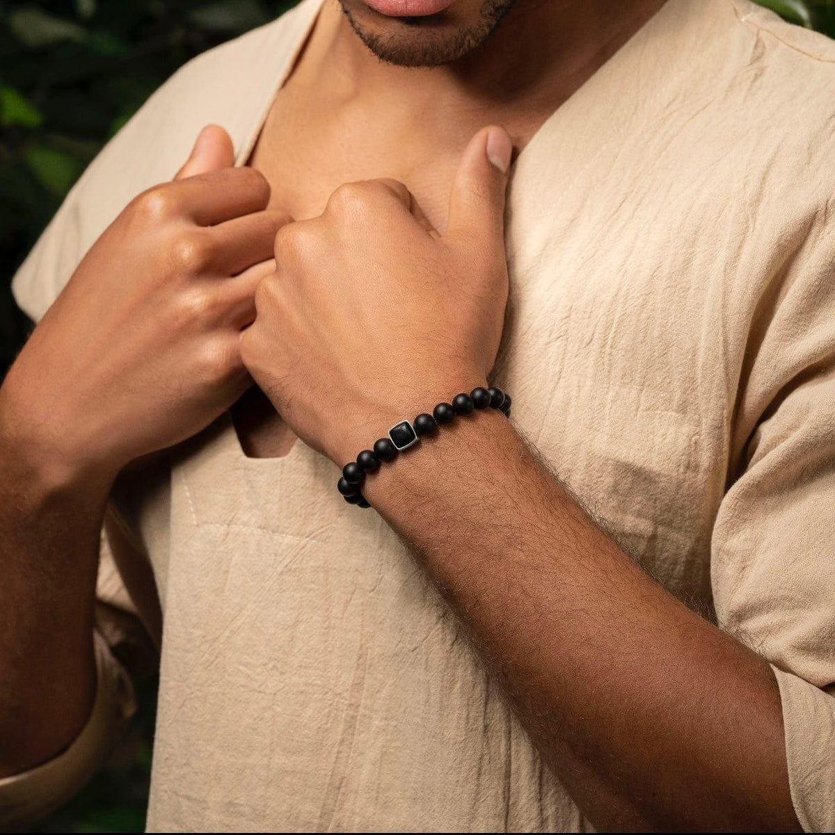 Karma and Luck  Bracelets - Mens  -  Powerful Vibrations - Matte Onyx Bracelet