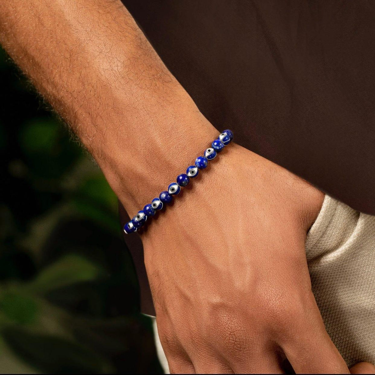 Karma and Luck  Bracelets - Mens  -  Conscious Guidance - Navy Enamel Lapis Evil Eye Bracelet