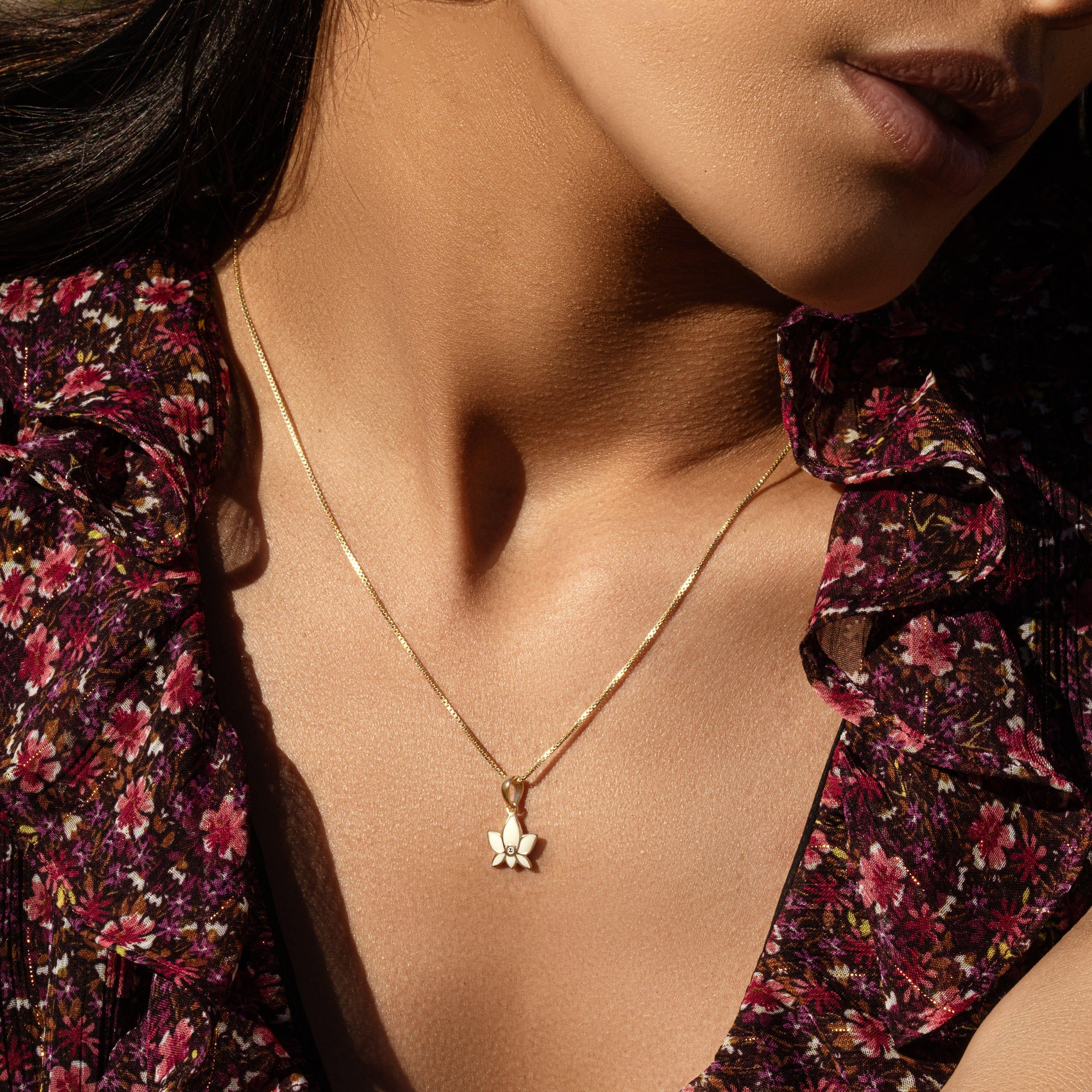 Womens Sterling Silver GP Lotus Pendant Necklace | Karma and Luck