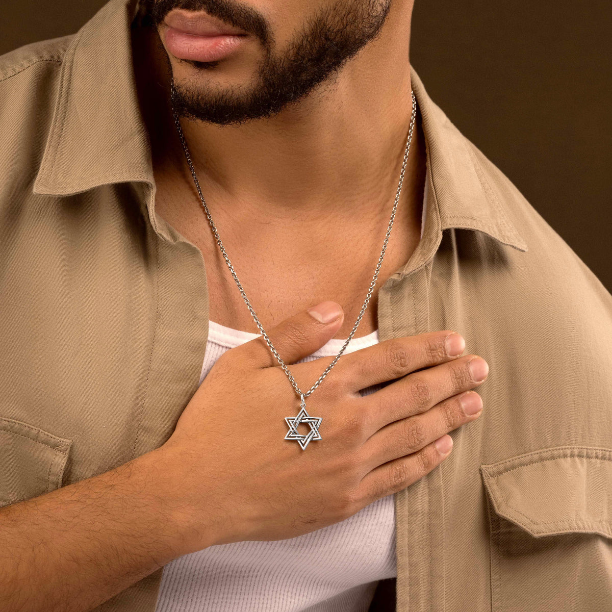 Peaceful Guidance - Silver Star of David Pendant Necklace