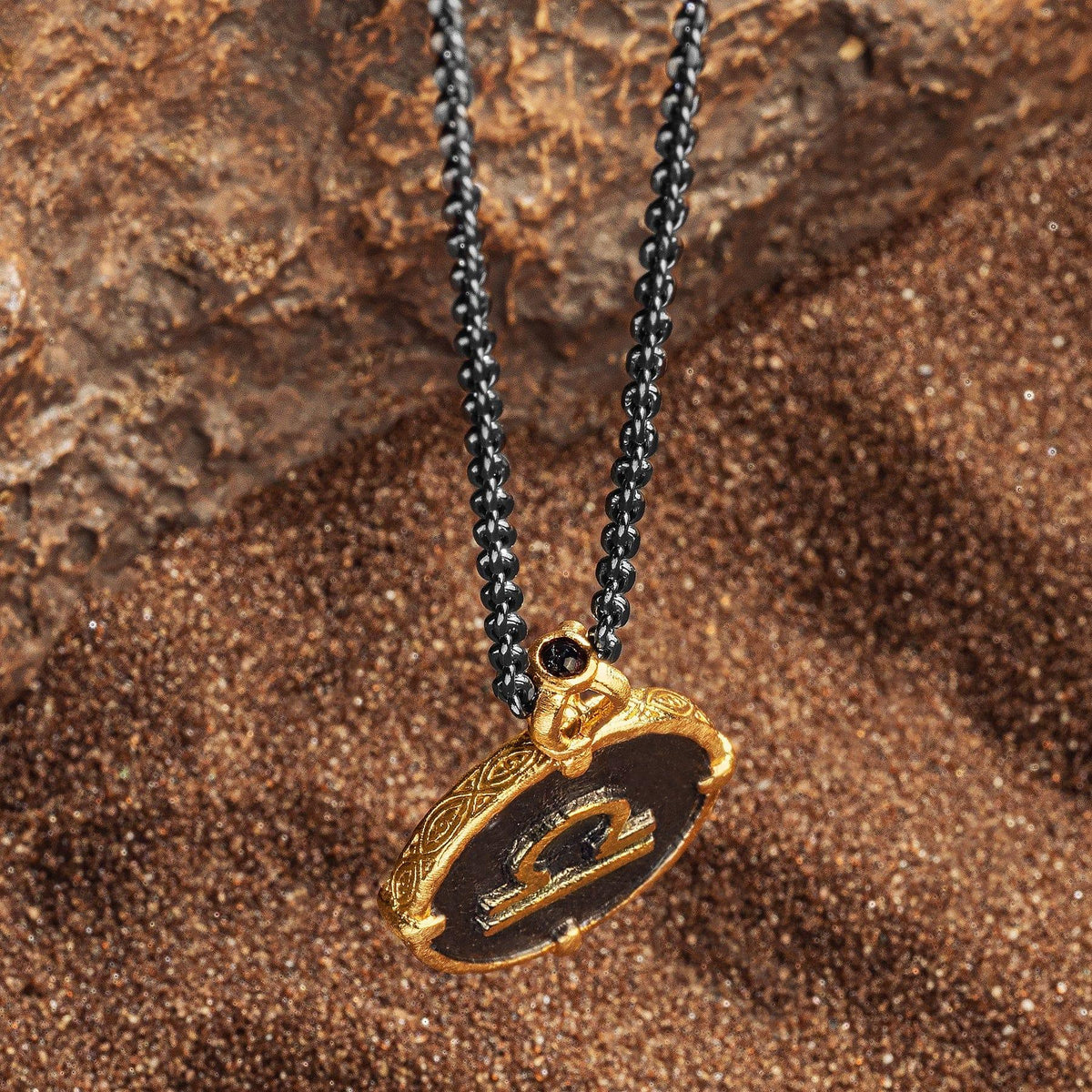 Karma and Luck  Necklaces - Mens  -  Diplomatic Soul - Libra Zodiac Onyx Necklace