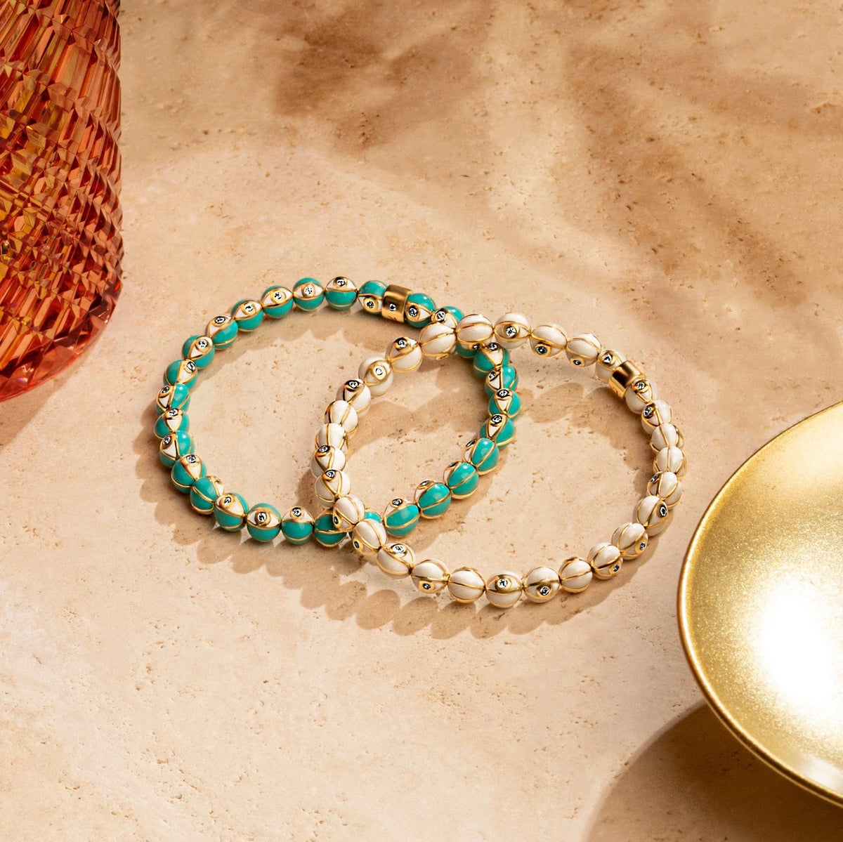 Karma and Luck  Bracelets - Womens  -  Pure Spirit - White Enamel Evil Eye Charm Bracelet