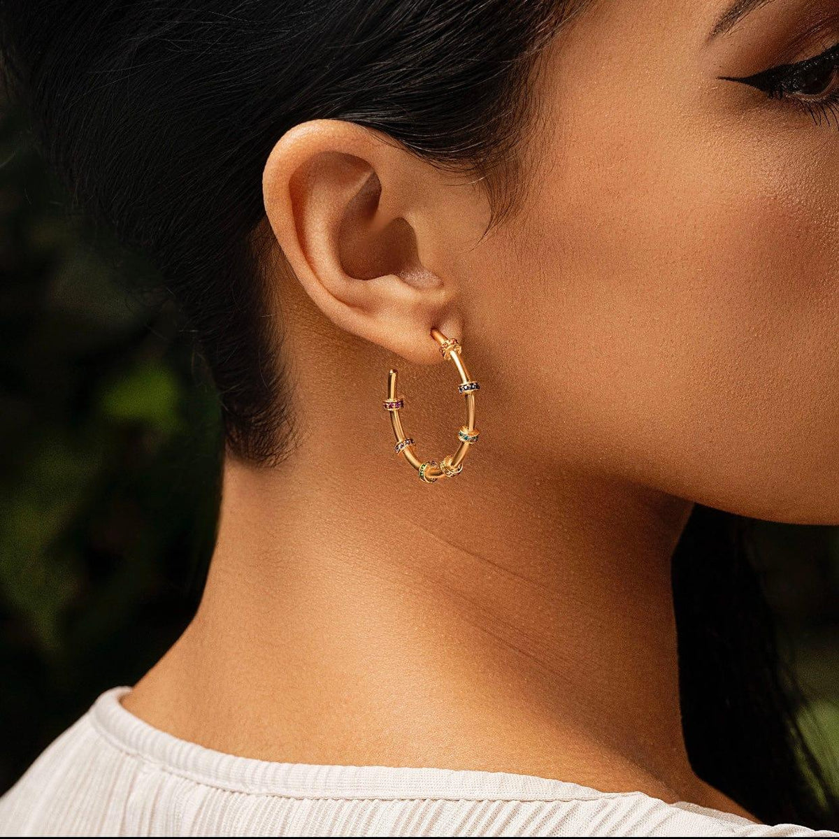 Karma and Luck  Earrings - Womens  -  Inner Balance - Multicolor Chakra Hoop Earrings