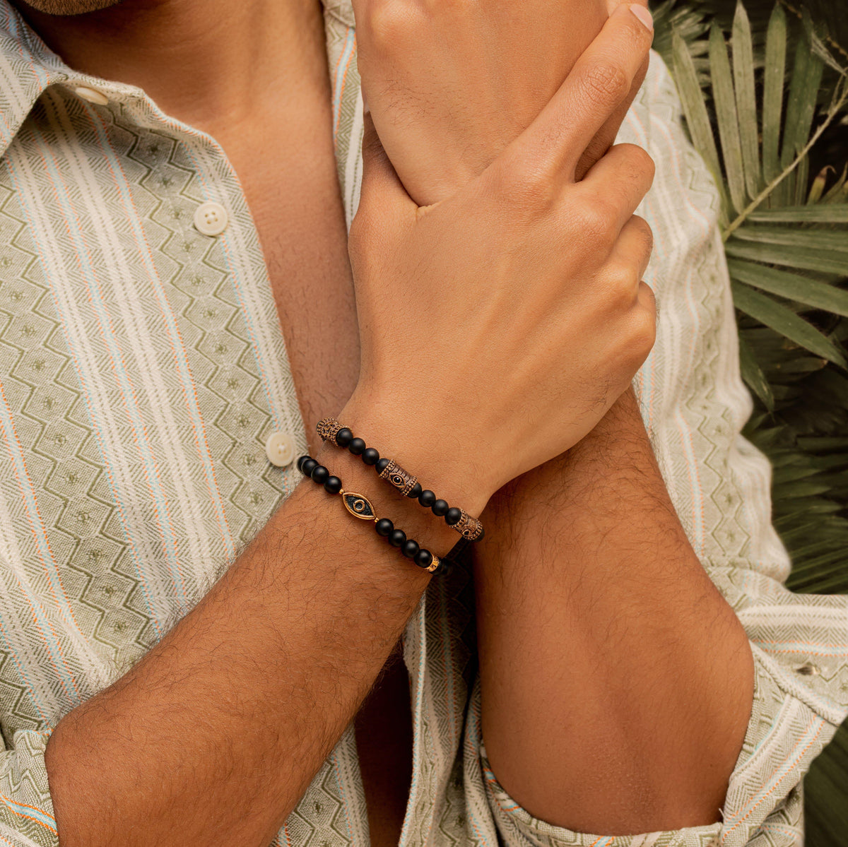 Karma and Luck  Bracelets - Mens  -  Highest Frequency - Triple Protection Matte Onyx Bracelet