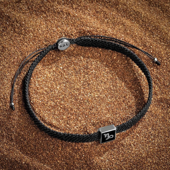 Karma and Luck  Bracelets - Mens  -  Creative Me- Black Enamel Capricorn Zodiac Bracelet
