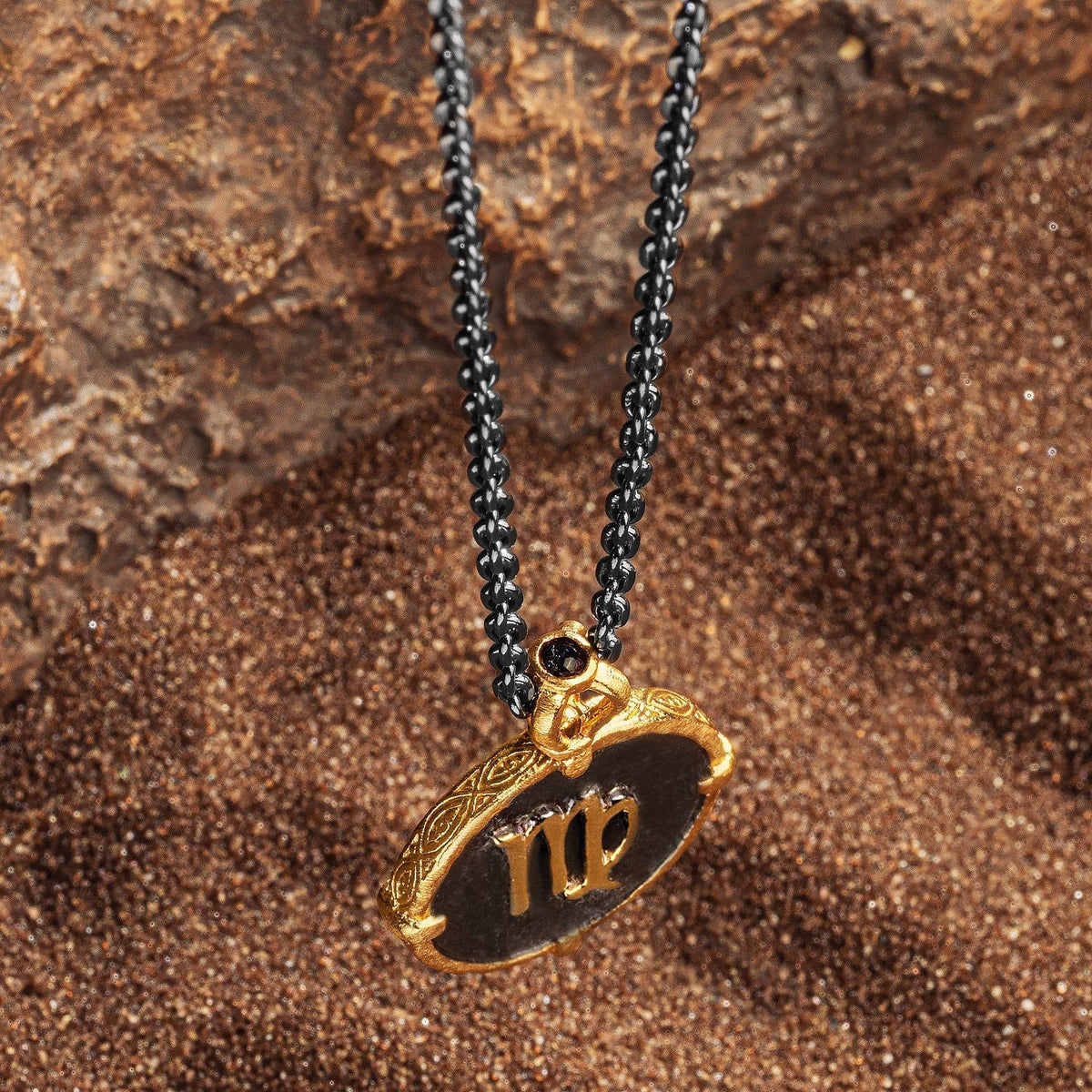 Karma and Luck  Necklaces - Mens  -  Kind Intellect - Virgo Zodiac Onyx Necklace