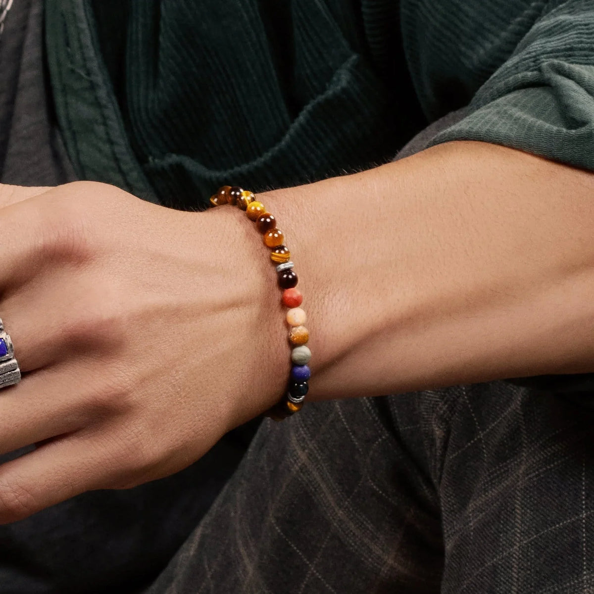 Karma and Luck  Bracelet  -  Serene Fearlessness - Tiger's Eye Matte Jasper Chakra Bracelet