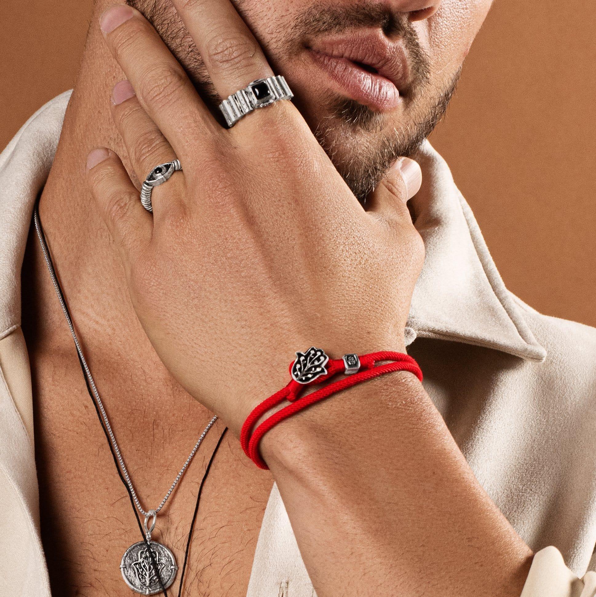 Karma and Luck  Men Ring  -  Invisible Armor - Heishi Evil Eye Onyx Ring