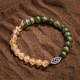 Contagious Optimism - Jade Citrine Evil Eye Charm Bracelet