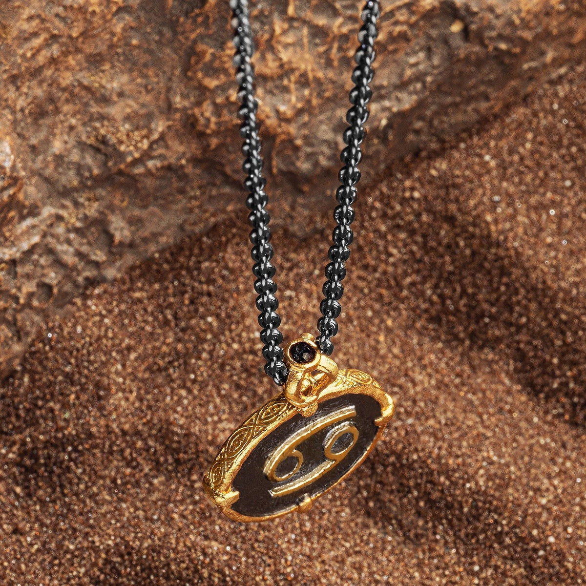 Karma and Luck  Necklaces - Mens  -  Nurturing Soul - Cancer Zodiac Onyx Necklace