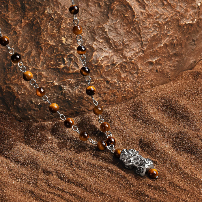 Supreme Strength - Tiger's Eye Dragon Charm Necklace