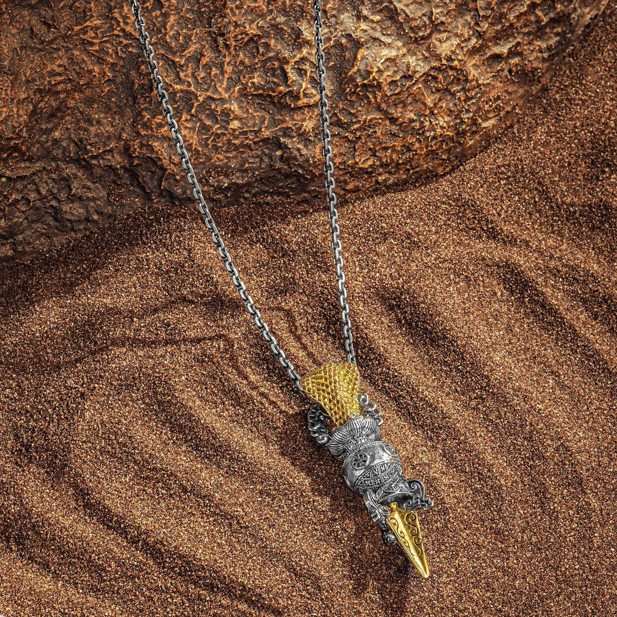Karma and Luck  Necklaces - Mens  -  High on Power- Snakehead Black Enamel Pendant
