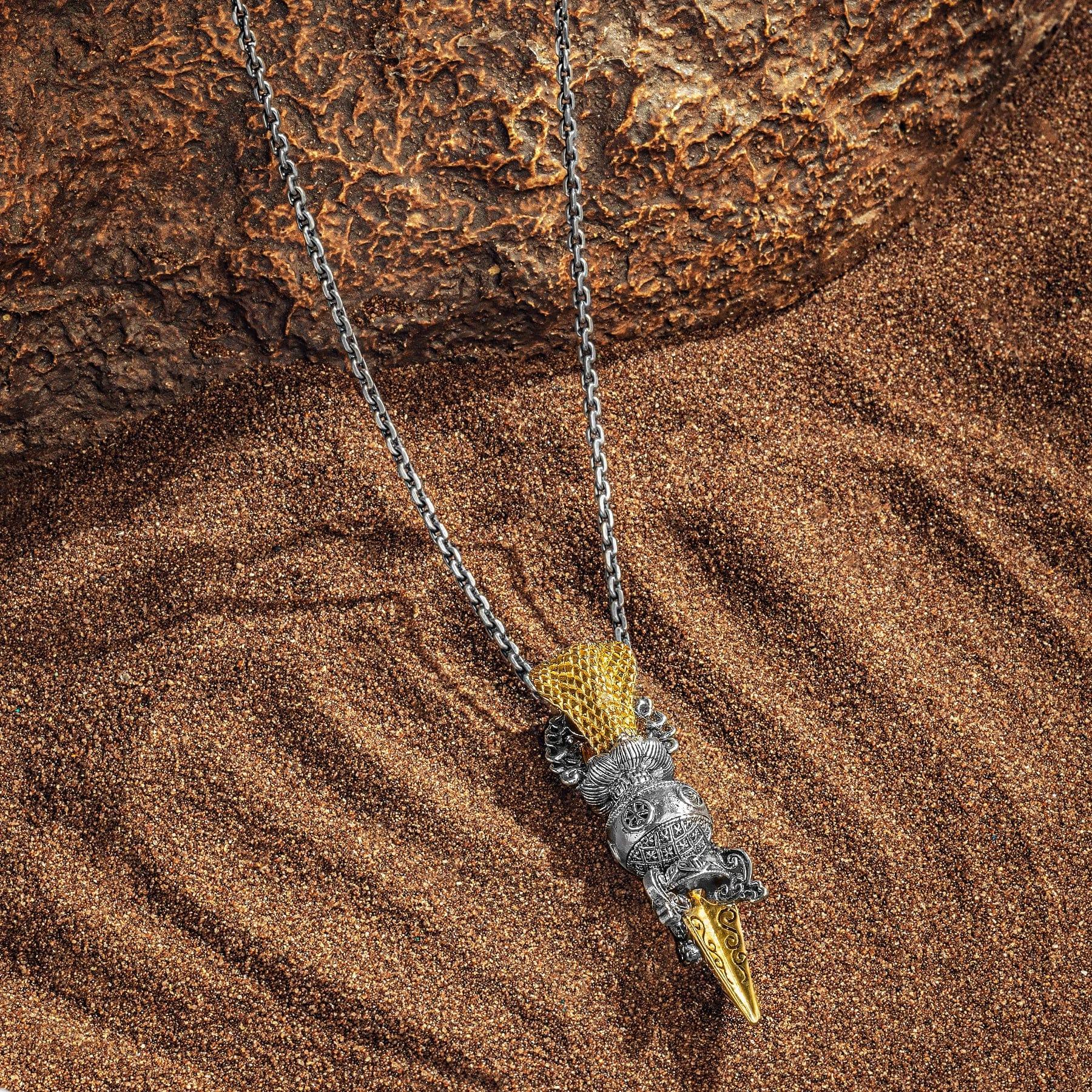 Karma and Luck  Necklaces - Mens  -  High on Power- Snakehead Black Enamel Pendant