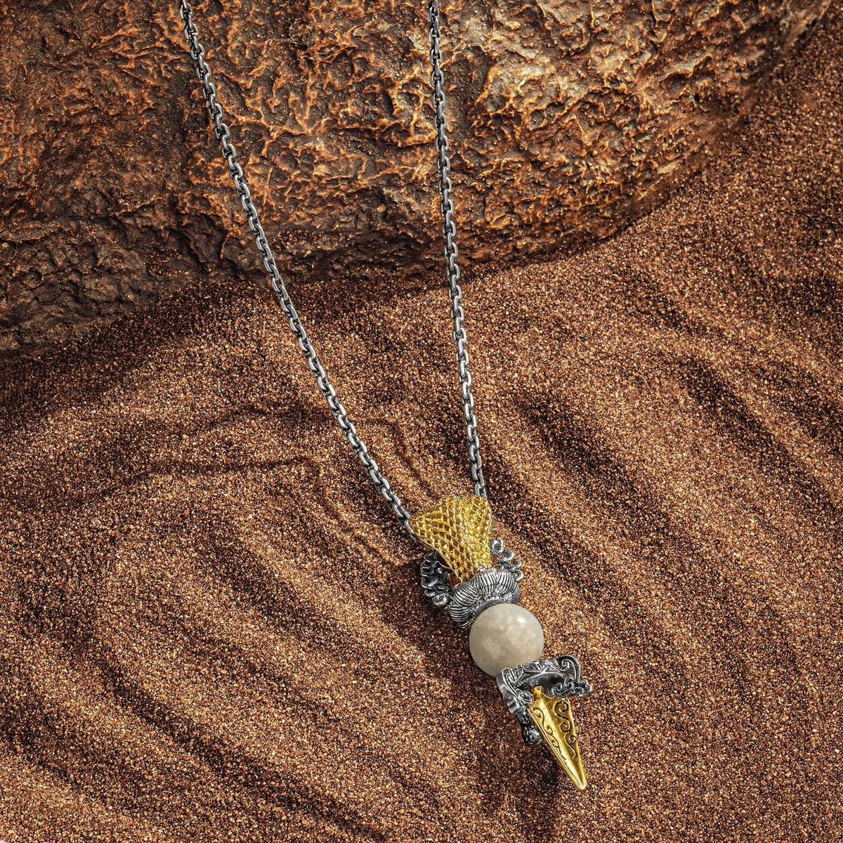 Karma and Luck  Necklaces - Mens  -  Nurturing Protector- Snakehead Jade Eye Pendant