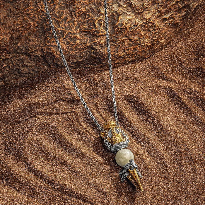 Karma and Luck  Necklaces - Mens  -  Nurturing Protector- Snakehead Jade Eye Pendant