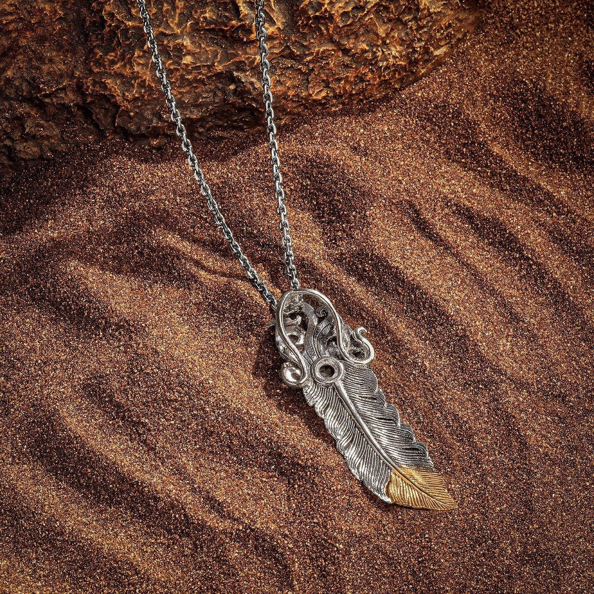 Karma and Luck  Necklaces - Mens  -  Protect and Shield- Horus Feather Black Onyx Lobster Pendant Necklace