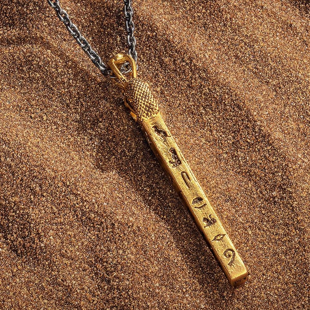 Karma and Luck  Necklaces - Mens  -  Protected and Grounded - Snake Head Bar Onyx Pendant Necklace