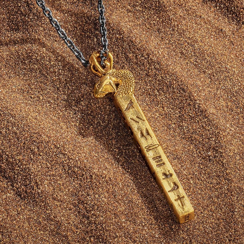 Karma and Luck  Necklaces - Mens  -  Protected and Grounded - Snake Head Bar Onyx Pendant Necklace